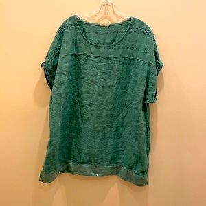 SZ 2X Linen Blouse W Sequins New/ Took Off Tag